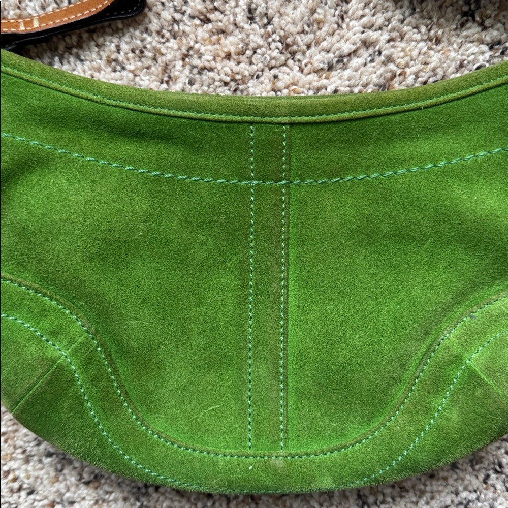 Coach Green Suede Shoulder Bag - Picture 3 of 6